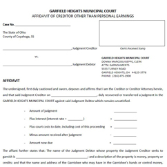 bank forms affidavit court municipal attachment